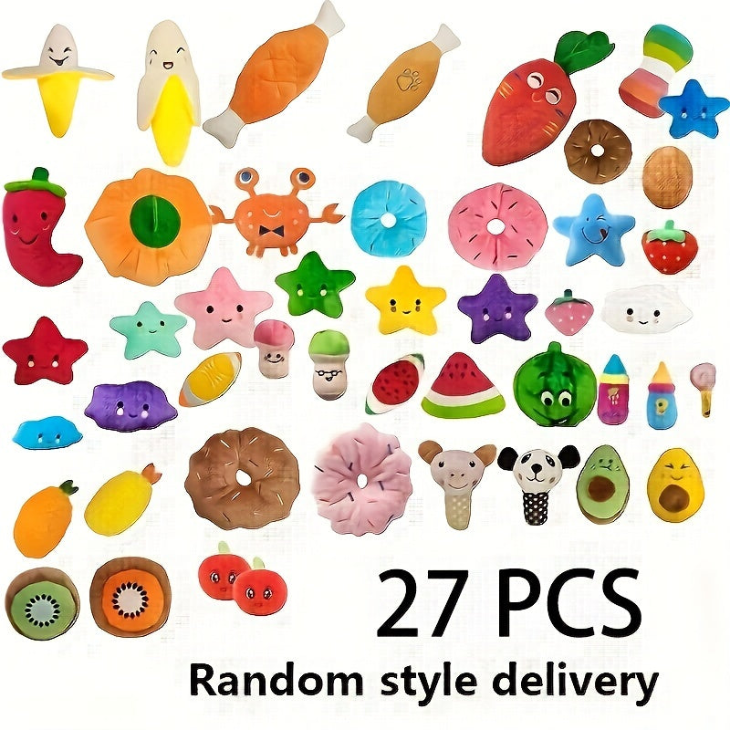 27 PCS Durable Cartoon Plush Dog Toy Set for Small Breeds - Interactive, Crinkle Pet Toys for Play & Tug of War