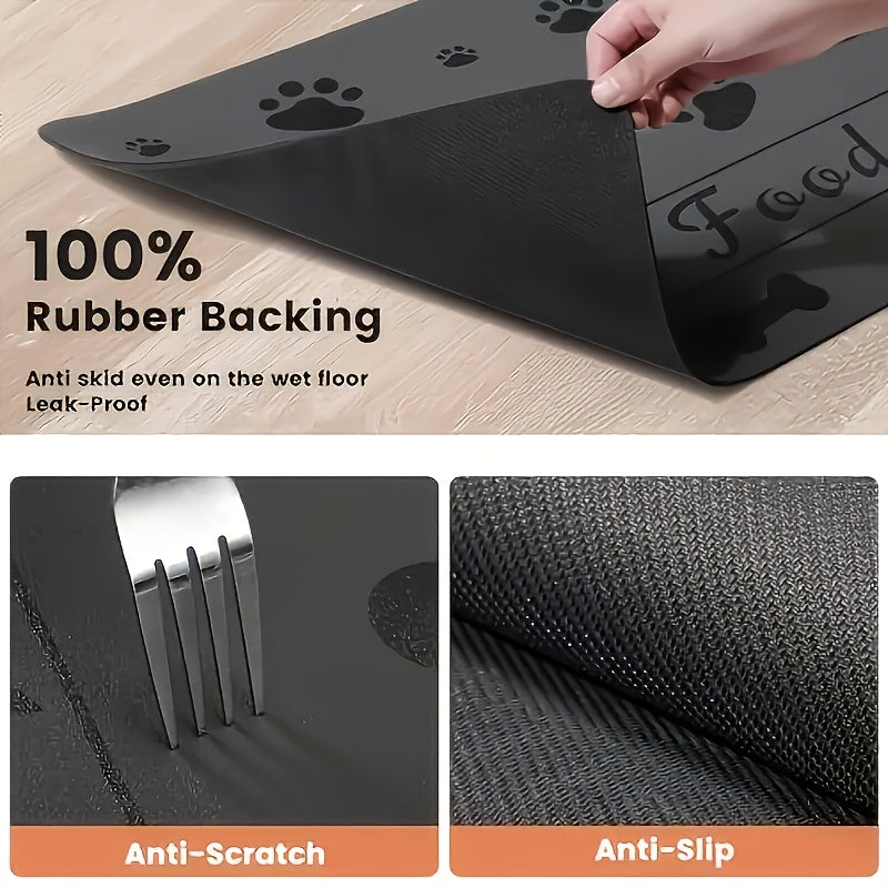 Pet Feeding Mat - Absorbent Pet Mat For Food And Water Bowls, Quick Drying Water Dispensing Mat With Waterproof Rubber Sole, Suitable For Dogs And Cats