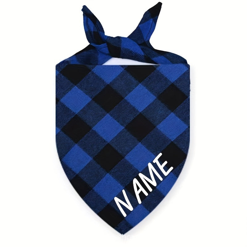 Fashionable Personalized Dog & Cat Plaid Scarf - Stylish Triangle Bibs for Pets - Durable Decorative Accessory, Customized for Your Furry Friends