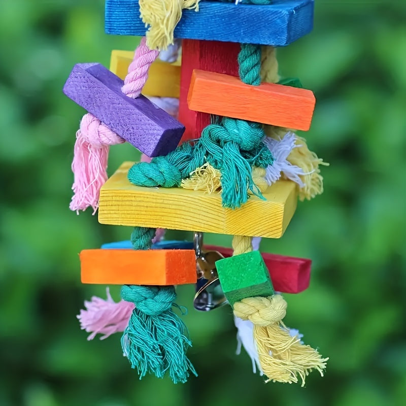 1pc Vibrant Wooden Parrot Swing Toy - Colorful Hanging Bird Cage Hammock with Bell, Sturdy Construction, Easy Installation, Suitable for Small to Medium-Sized Birds like Budgies, Conures, Lovebirds, Finches - Assorted Color,