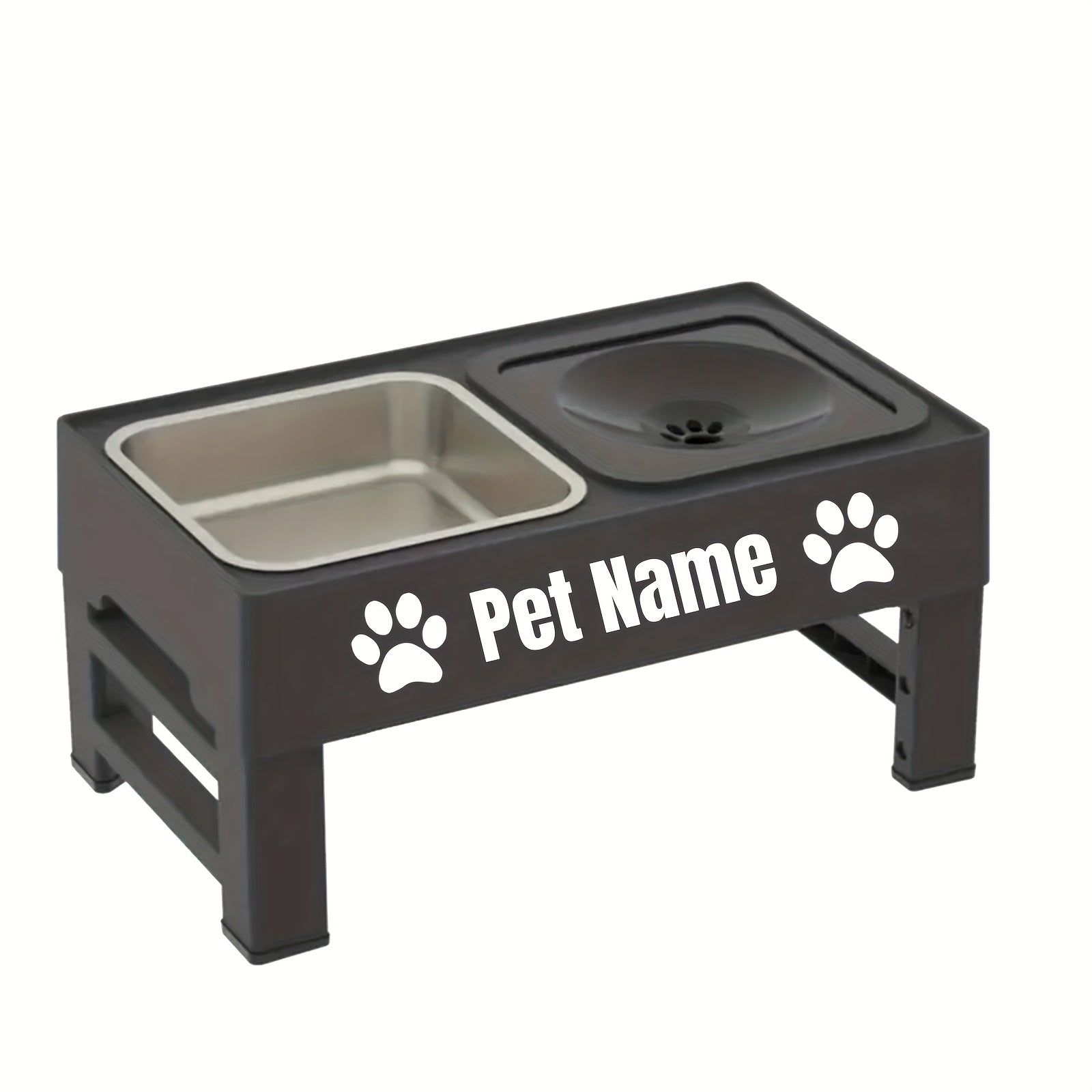1pc Customizable 2-in-1 Adjustable Raised Dog Bowls with No Spill Design - Stainless Steel & Plastic, Ideal for Small, Medium, Large Dogs & Cats, Elevated Pet Feeding Station, Pet Feeding Station | Customizable Pet Accessorie