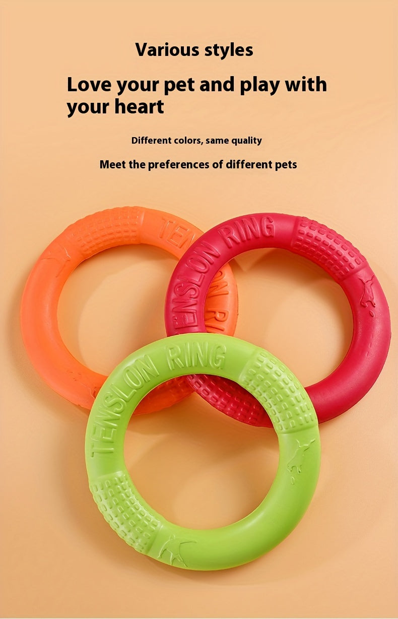 Durable Silicone All-Breed Dog Training Ring - Floats on Water, Interactive, Animal Print Pet Toy