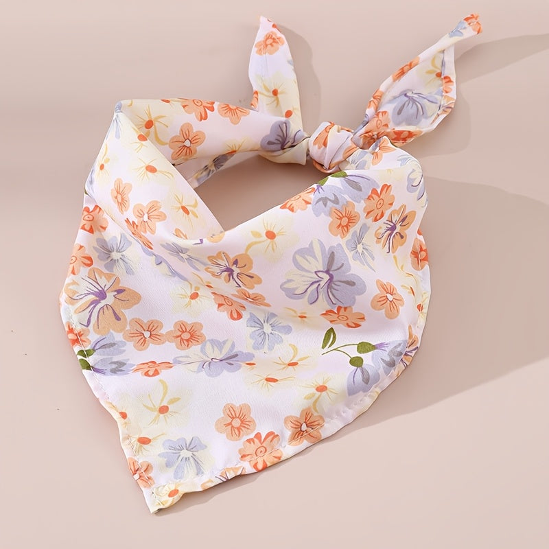 1pc Creative Flower Print Pet Bib for Small and Medium Dogs, Cat and Dog Triangle Scarf, Pet Scarf, Pet Accessories