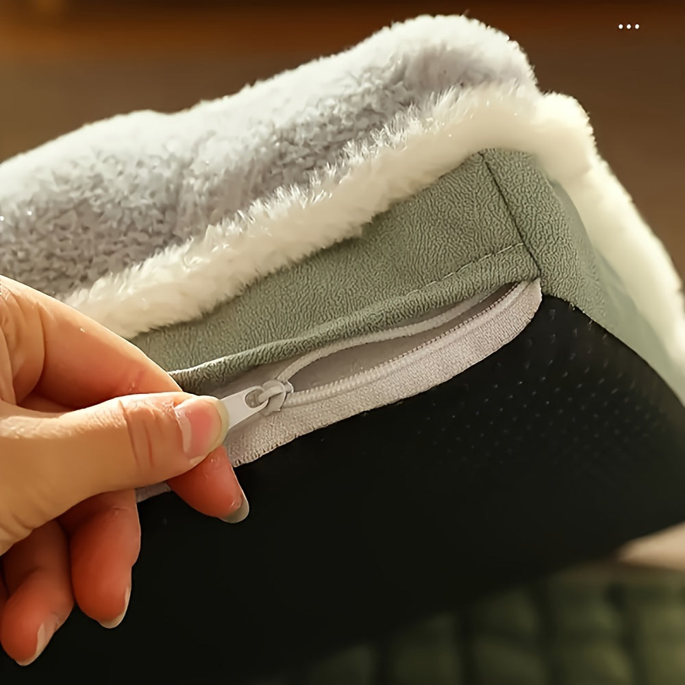 Soft Plush Pet Bed with Neck Pillow & Anti-Slip Bottom - Cozy Sofa Sleeping Pad for Dogs & Cats of All Sizes, Washable Winter Warmth Kennel Mat, Light Green Quilted Design, 42.13" x 31.50, Indoor Pet Bed | Hightop Bolster Bed