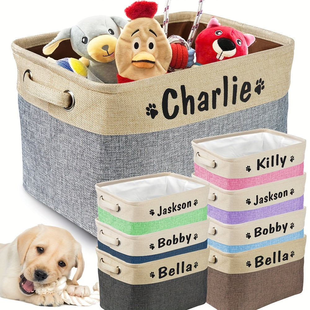 Foldable Pet Toy Storage Basket, Customizable Sturdy And Durable And Linen Storage Box, Without Battery