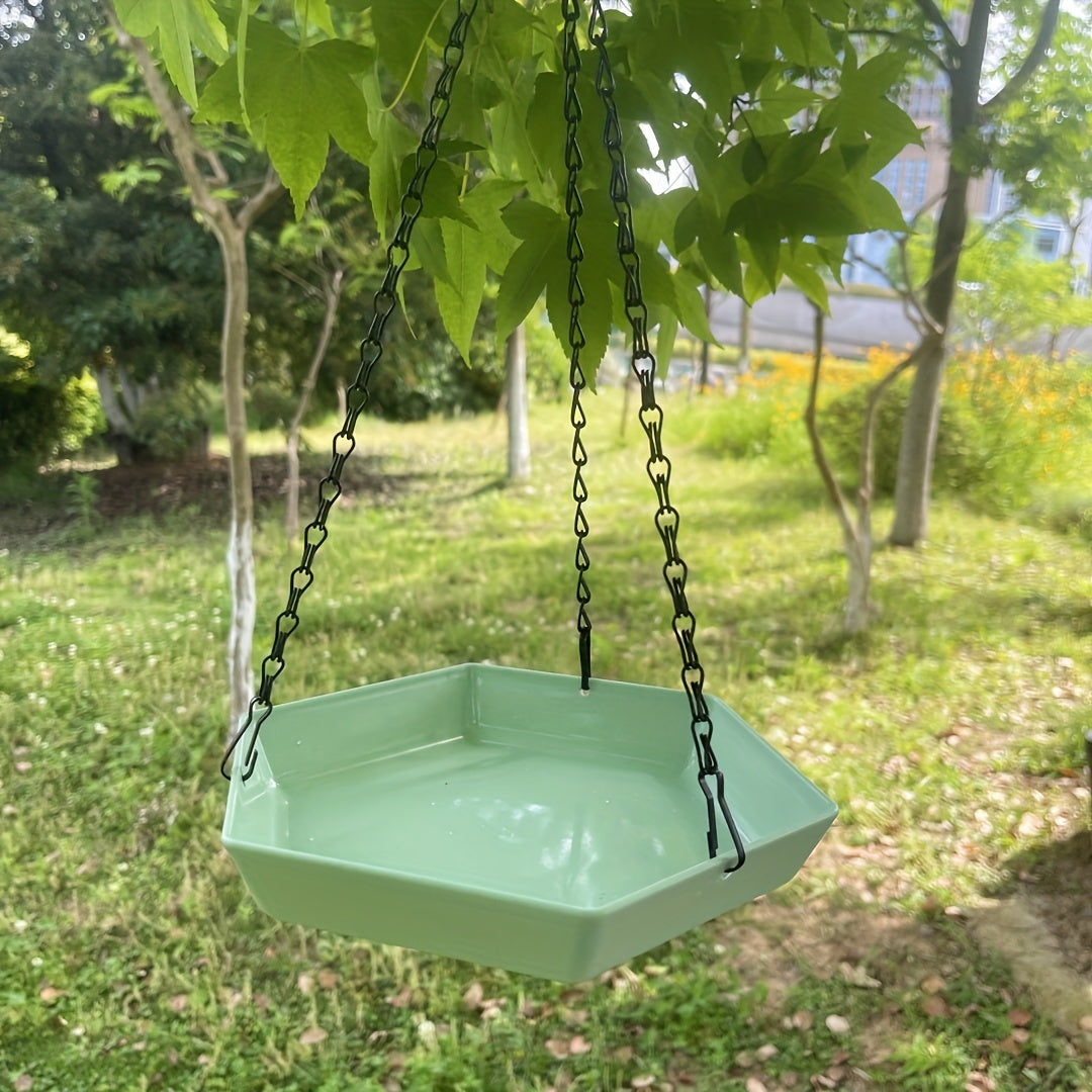 1pc Hanging Bird Feeder & Water Dispenser - Polygonal Parrot Food Dish with Bathing Feature for Garden Decor, Attracts Wild Birds - For Bird Lovers & Garden Enthusiasts - Suitable for Outdoor Use - Perfect Gift for Nature Lov