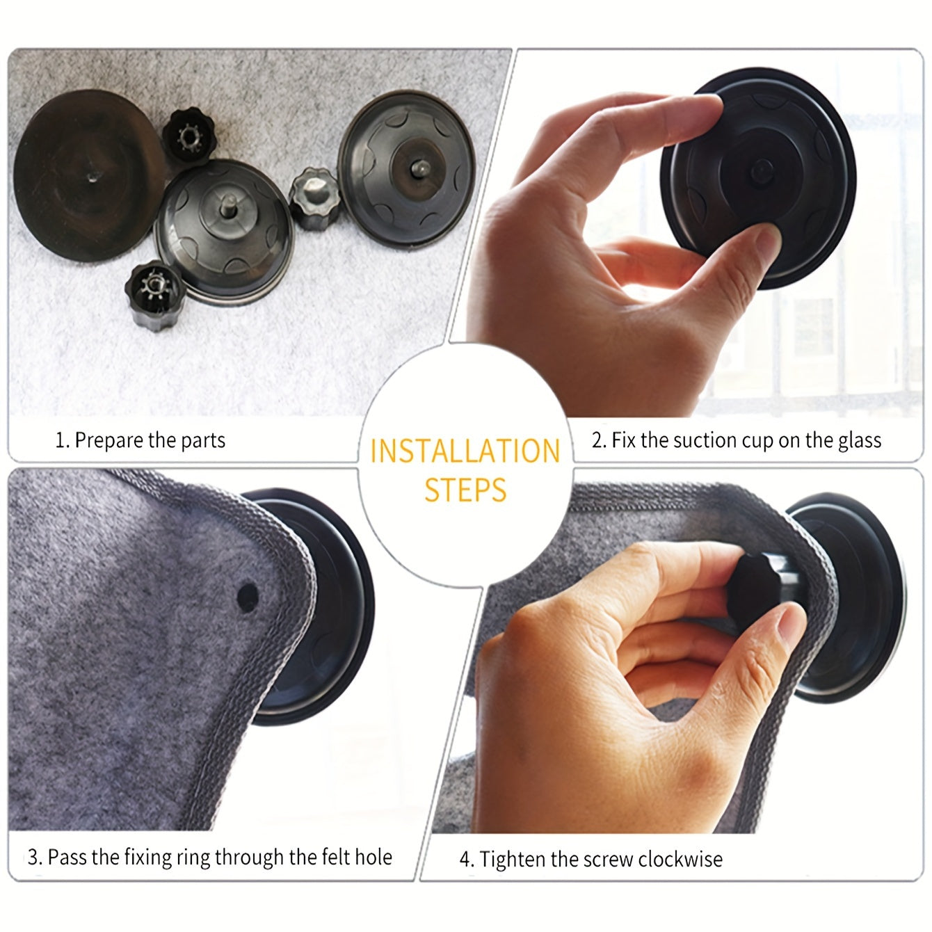 1pc Durable Polyester Fiber Crescent Window Cat Bed with Strong Suction Cups