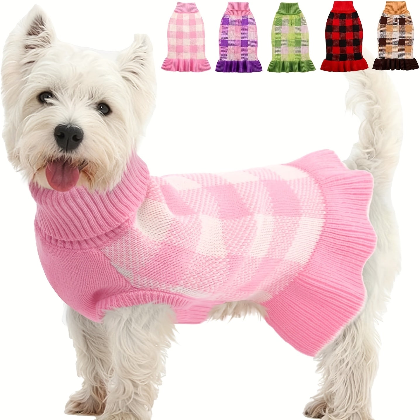 Winter Dog Sweater - Stretchy Knit Pullover Sweater for Small, Medium, Large Dogs - Warm Pet Sweater with Pink, Easy Slip-On Outfit for Cold Weather, Christmas, Photoshoots - Hand Wash Only - Ideal Gift for Dog Owners, Dog Sw
