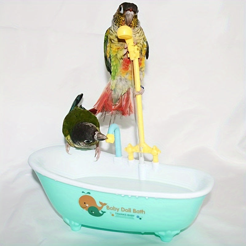 Colorful Automatic Bird Bath Tub - Durable PP Parrot Shower Feeder for Healthy Feather Care & Moisturization