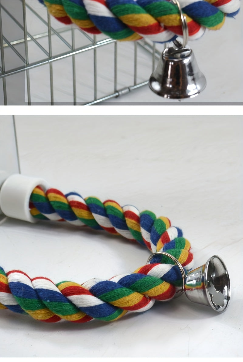 Interactive Parrot Mirror Toy with Chewable Rope Perch - Acrylic Bird Play Station for Cage