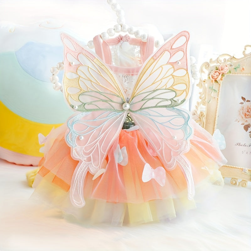 Small Dog Princess Dress - Summer, Spring, Autumn Woven Polyester Snap Button Closure for Small Breeds - Elegant Handcrafted Pet Apparel 4867