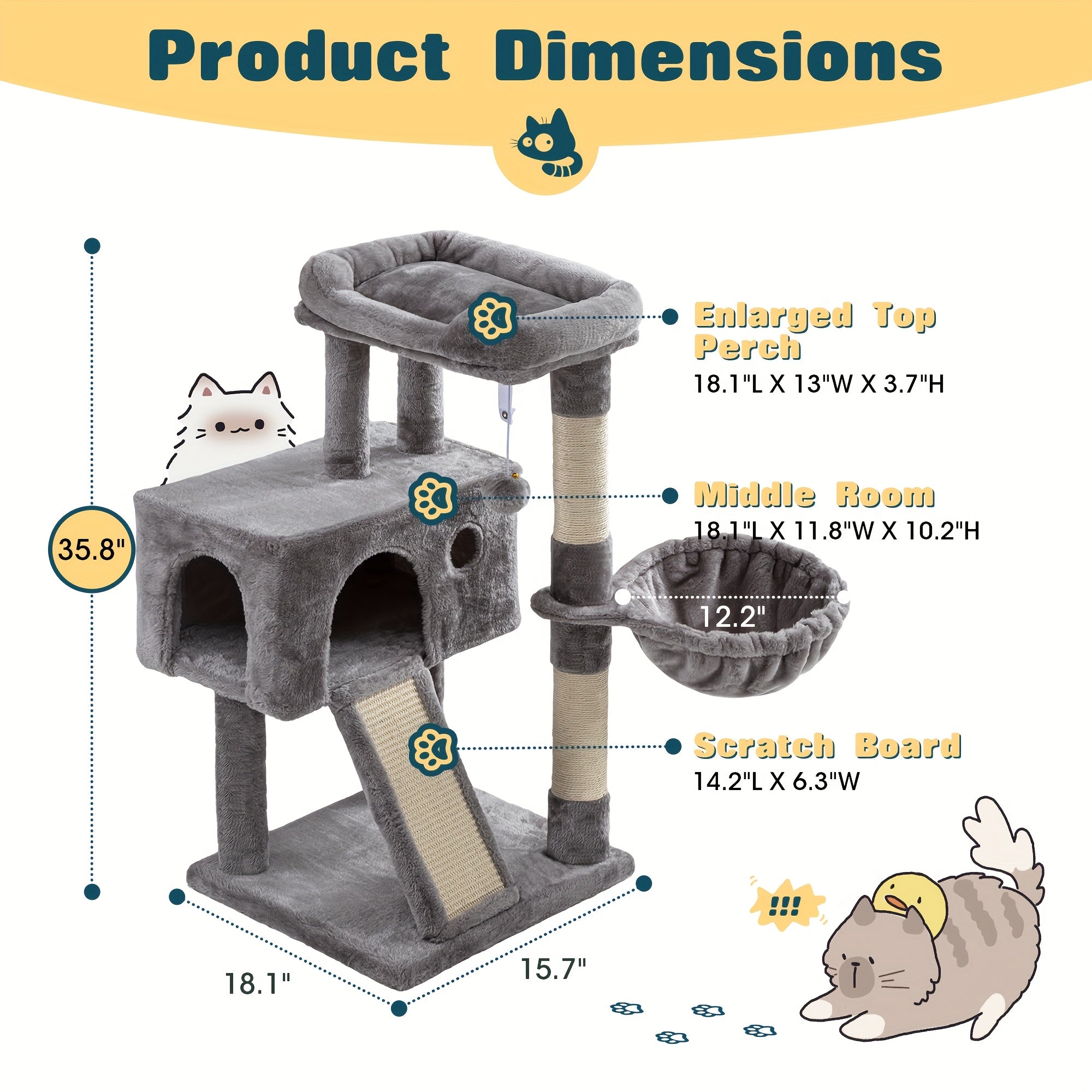 Multi-Level Cat Tree Tower for Indoor Cats
