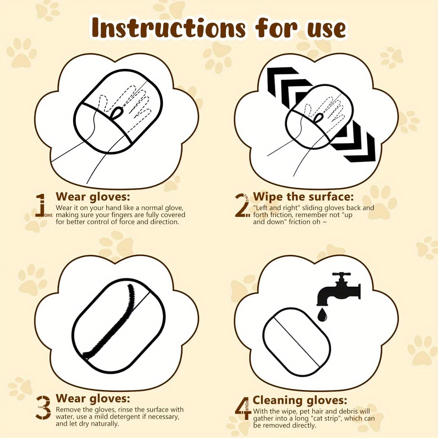 Reusable Pet Hair Removal Gloves for Cats & Dogs - Manual Lint Brush for Furniture, Bedding, Clothing | Static Fabric Gripper, Battery-Free Pet Grooming Tool & Home Cleaning Accessories