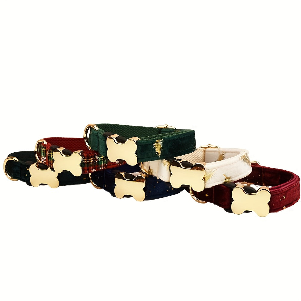 Personalized Cute Green Star Feather Pet Collar with Metal Bone Buckle, Customizable Name and Phone Number ID Tag for Large/Medium/Small Dogs - Soft, Comfortable, Adjustable & Durable Accessory - The Perfect Gift for Your Pet
