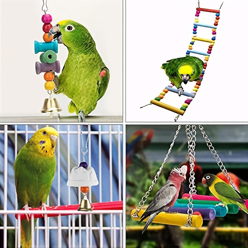 15pcs Parakeet Bird Toys - Stimulate Your Parrot's Mind with Fun Interactive Toys!