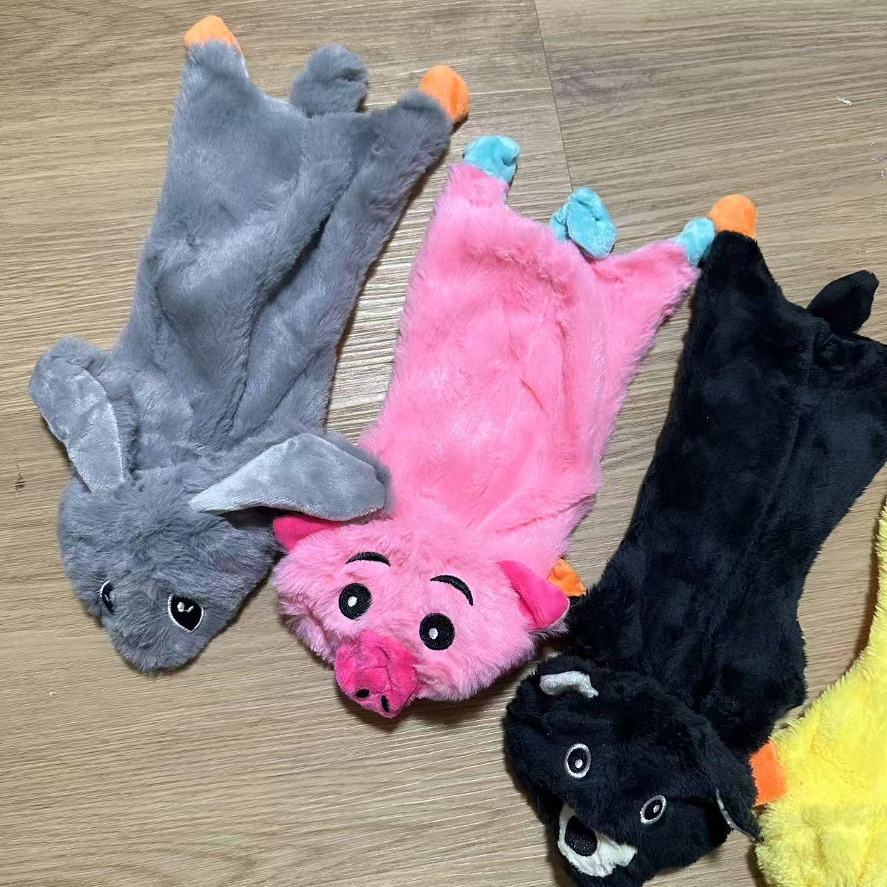 Flat No-Fill Squeaky Plush Dog Toys Dog Sound Toys Chew Toys Crinkle Dog Toys Durable Dog Chew Toys Plush Cute Animals Puppy Toys Teething Pet Toys Squeak for Small Dogs