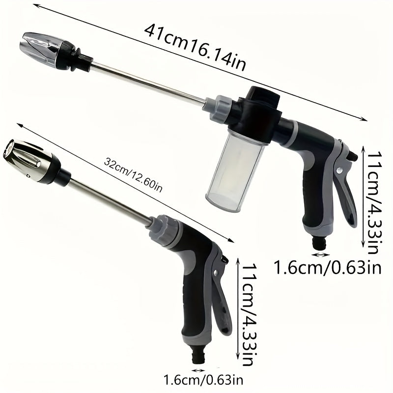 Versatile High-Pressure Car Wash Spray Gun with Quick Connect Adapters - Perfect for Pets & Outdoor Cleaning, Includes 3/4" & 1/2" Hose Nozzles