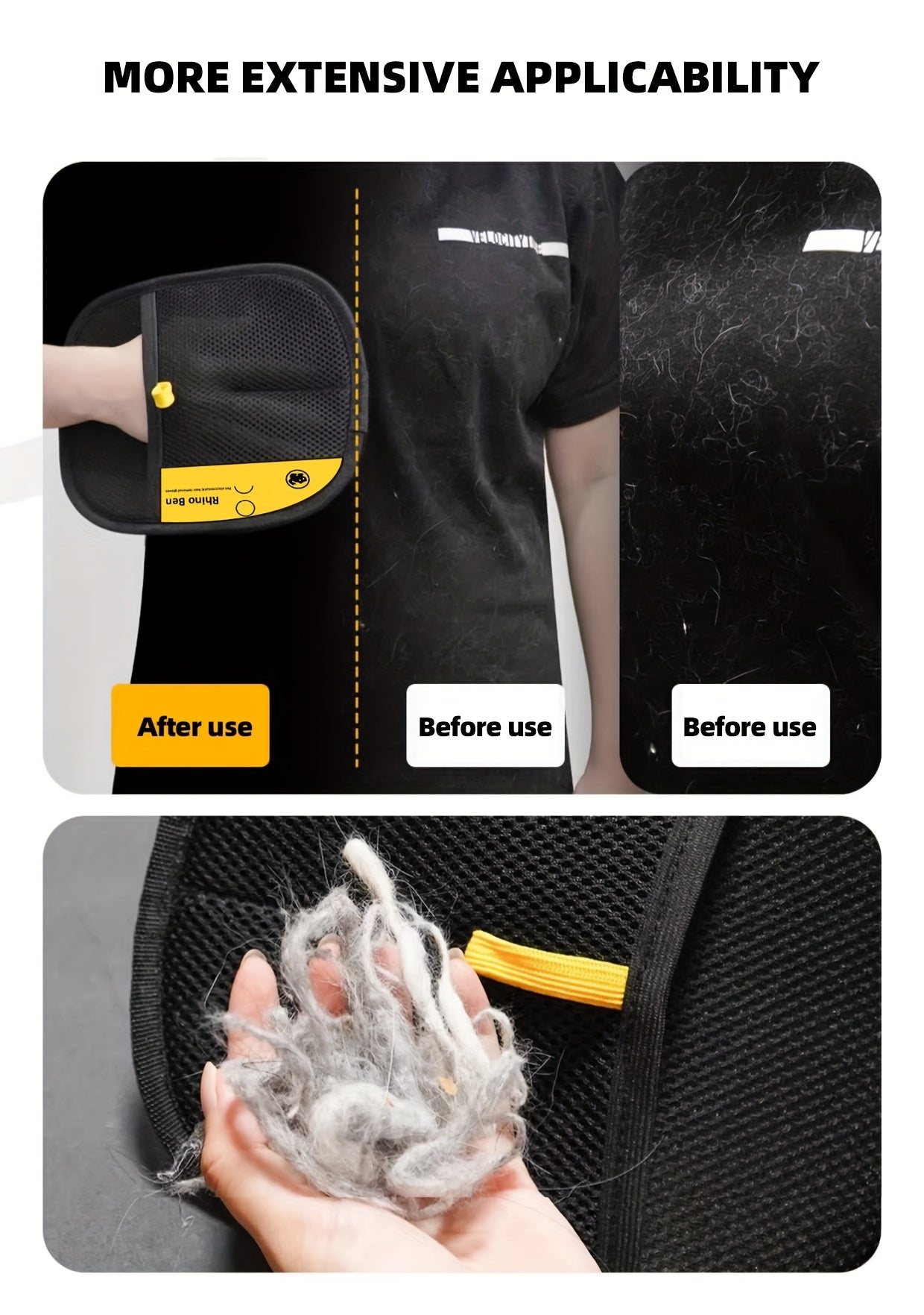Pet Static Hair Removal Gloves - Black Polypropylene Cat Grooming Gloves, Effectively Remove Hair and Dander for Cats and Dogs, Pet Grooming Essentials | Fashion Pet Accessories | Durable Pet Grooming Gloves