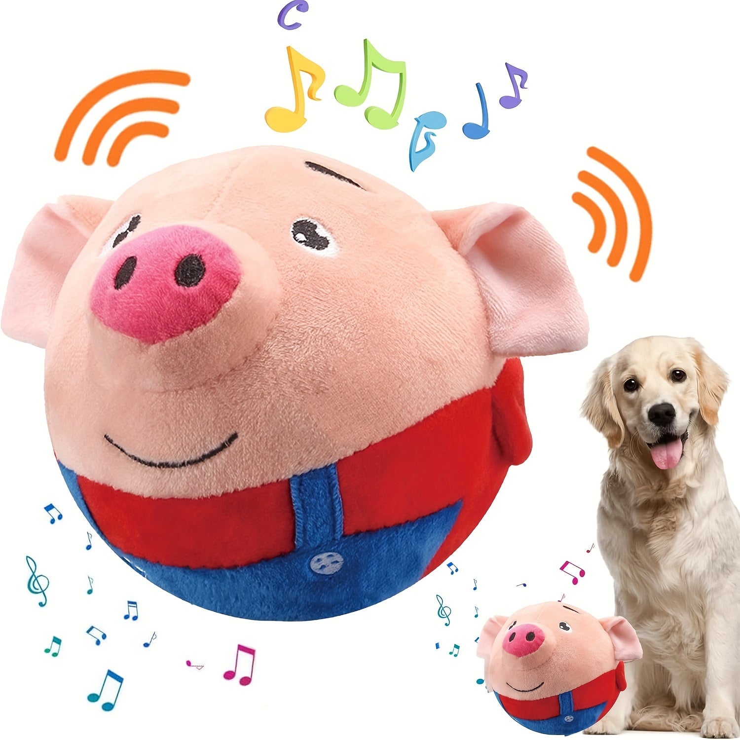 Small USB Interactive Washable Cartoon Pig Plush Sound Electronic Active Moving Pet Toy, Interactive Dog Toy Pet Bouncing Balls