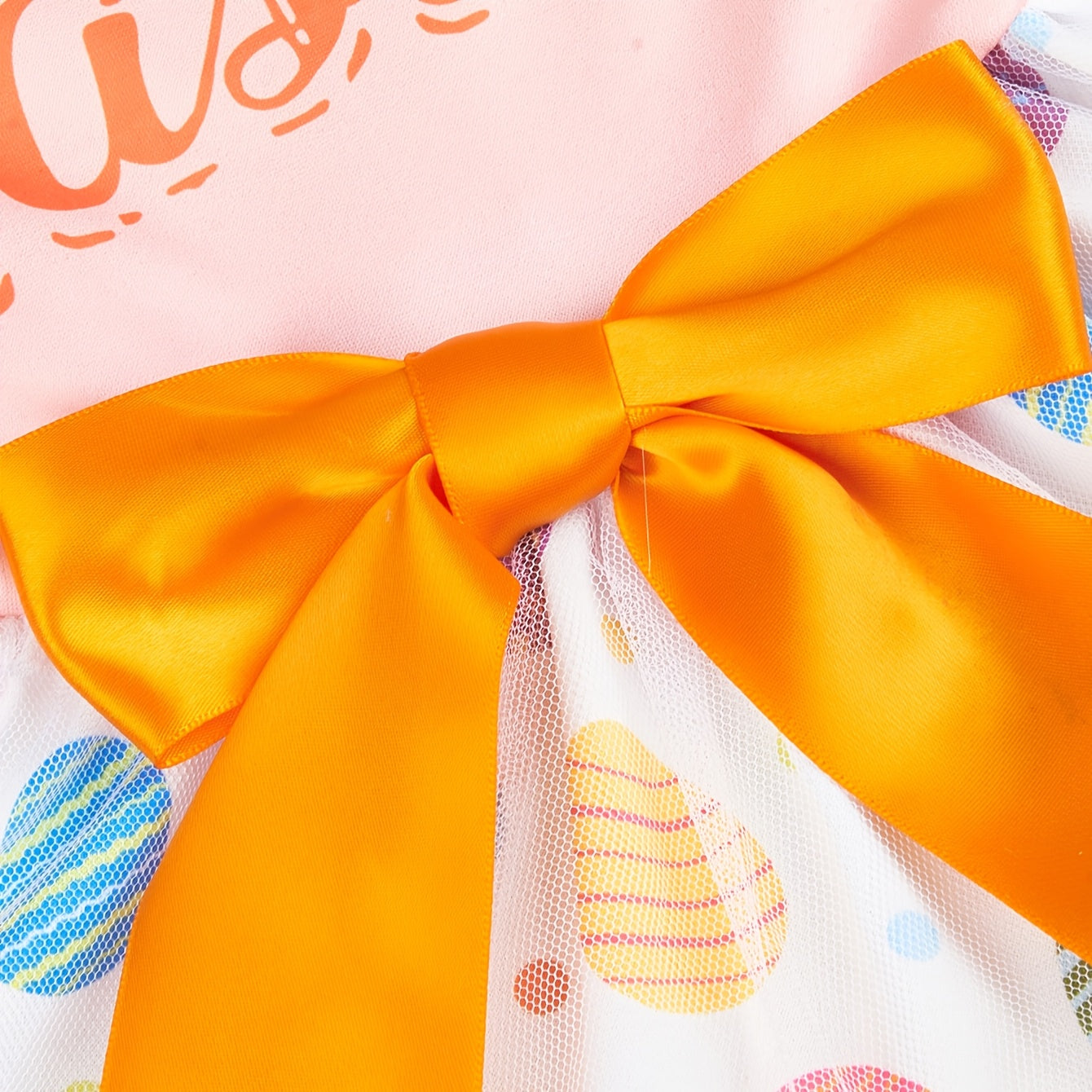Easter Egg Dog Dress with Bowknot - Tulle Pet Apparel for Small to Medium Dogs, Knitted Polyester Puppy Costume for Spring/Summer