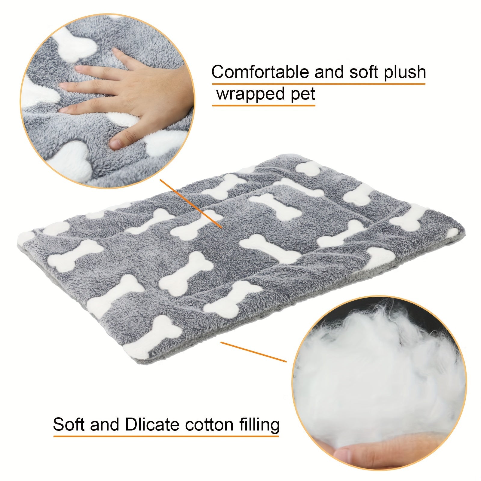 Cozy Pet Bed for Medium Dogs & Cats - Soft, Hand Washable Polyester with Cartoon Bone Design, All-Season Comfort