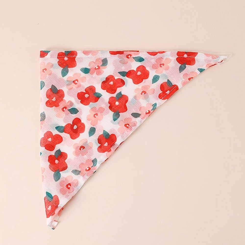 2pcs Dog Bandanas, Floral Print Pet Scarves, Breathable Polyester, Machine Washable, All-Season Comfort, Knit Fabric Pullover Pet Accessories for Small, Medium, Large, and Extra Large Breeds