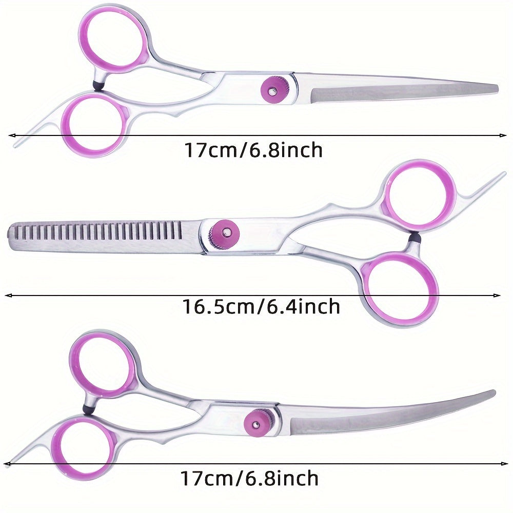 Pet Scissors Dog Grooming Scissors Set 5-in-1 Grooming Curved Scissors Pet Grooming Scissors with Grooming Comb Suitable for Dogs and Cats