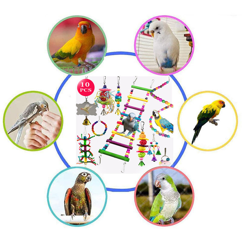 15pcs Parakeet Bird Toys - Stimulate Your Parrot's Mind with Fun Interactive Toys!