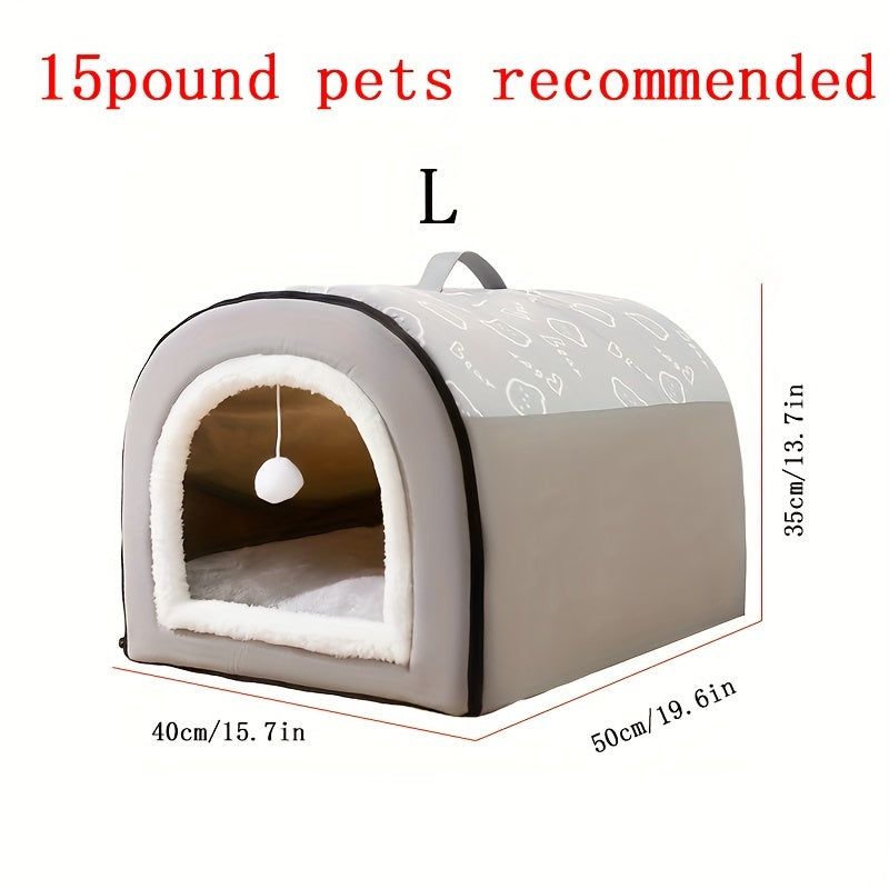 1pc Cozy Cartoon Pet Bed - Soft PP Cotton, Removable & Washable, Four Seasons Universal Kennel for Extra Small to Large Dogs
