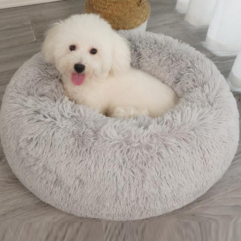 Plush Pet Bed, Donut Dog Bed Round Cat Cushion Bed, Warm Pet Bed For Indoor Dogs & Cats, Soft Comfortable Dog Cushion Bed