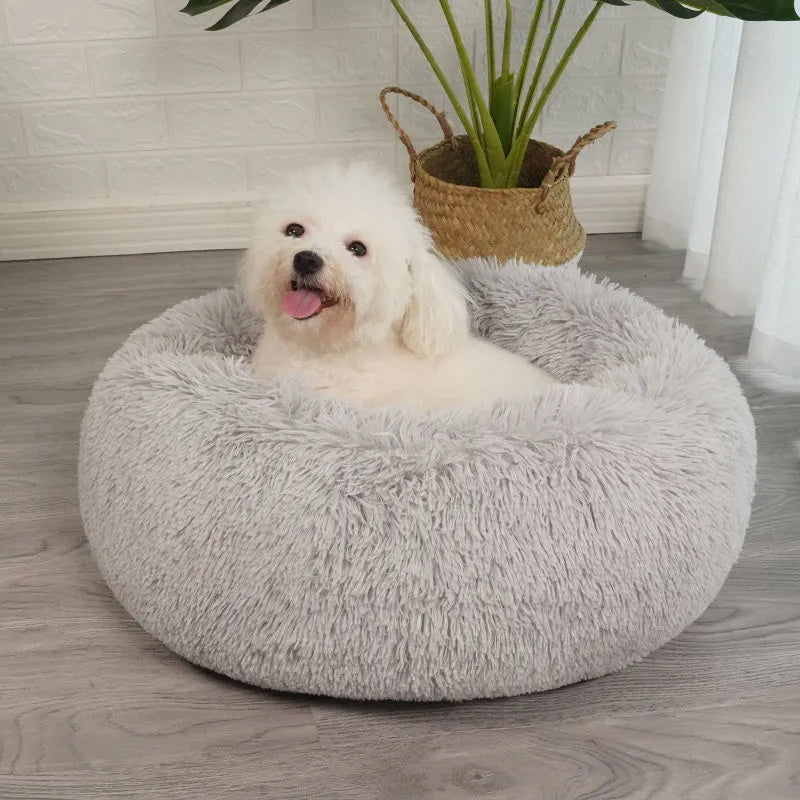 Plush Pet Bed, Donut Dog Bed Round Cat Cushion Bed, Warm Pet Bed For Indoor Dogs & Cats, Soft Comfortable Dog Cushion Bed