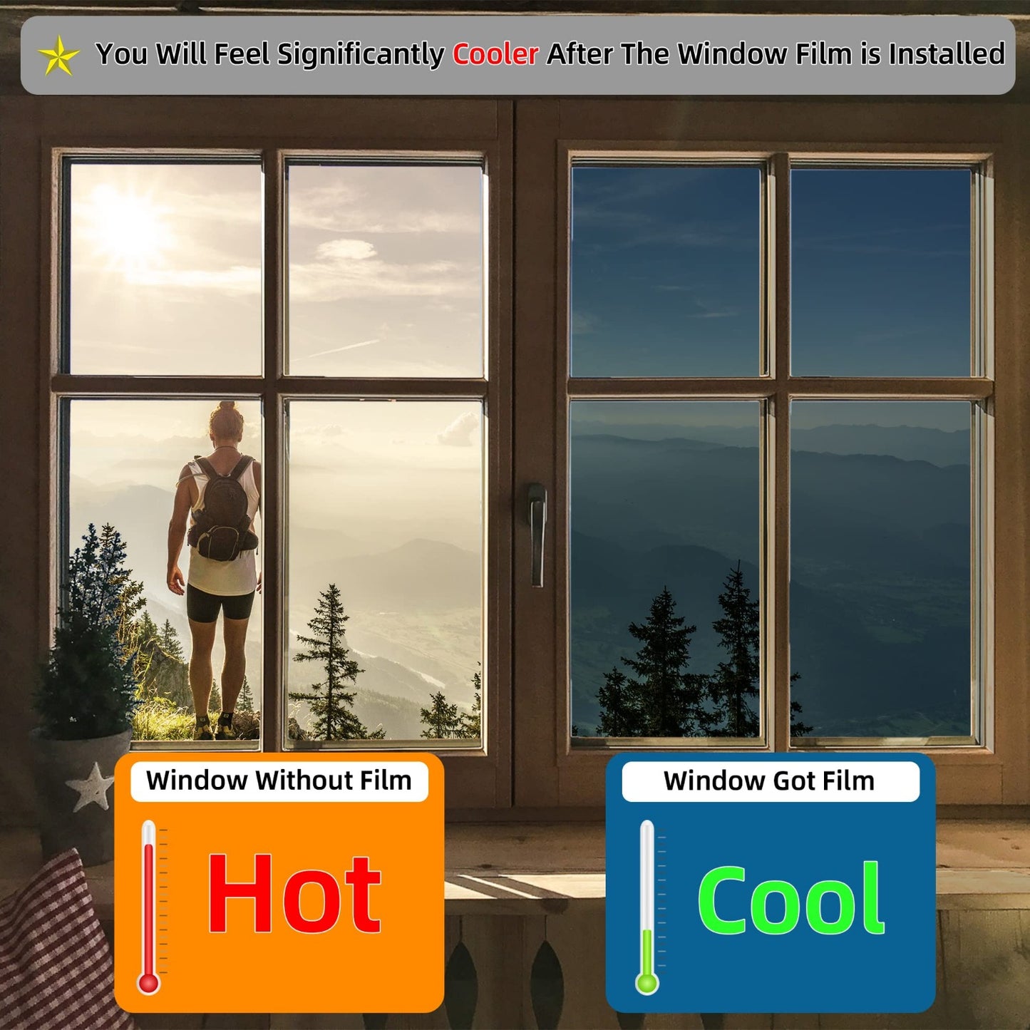 Premium Contemporary 3pcs Set One-Way Window Privacy Film - 1mil Thickness, Heat Control, 99% UV Blocking, PET Material - Privacy Protection, with Free Installation Tools, for Home Office, Window Tint
