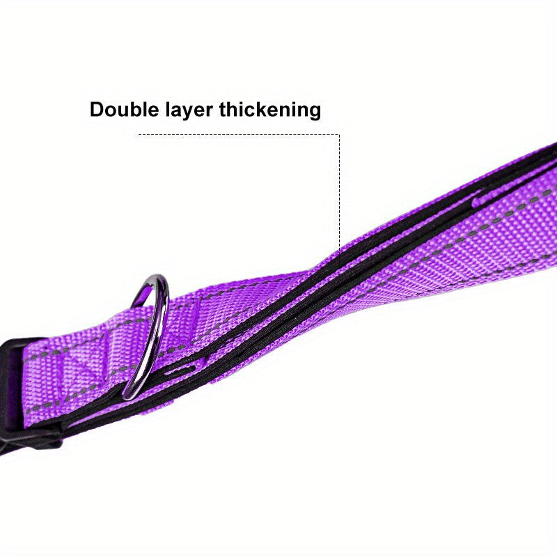 Personalized reflective nylon dog collar, custom reflective dog collar engraved with name tag, pet collar, leash