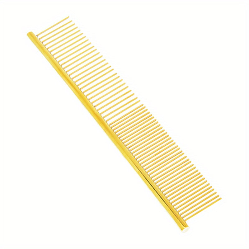 Colorful Stainless Steel Pet Grooming Comb - Effortlessly Detangles Fur - Comfortable Grip for Dogs & Cats