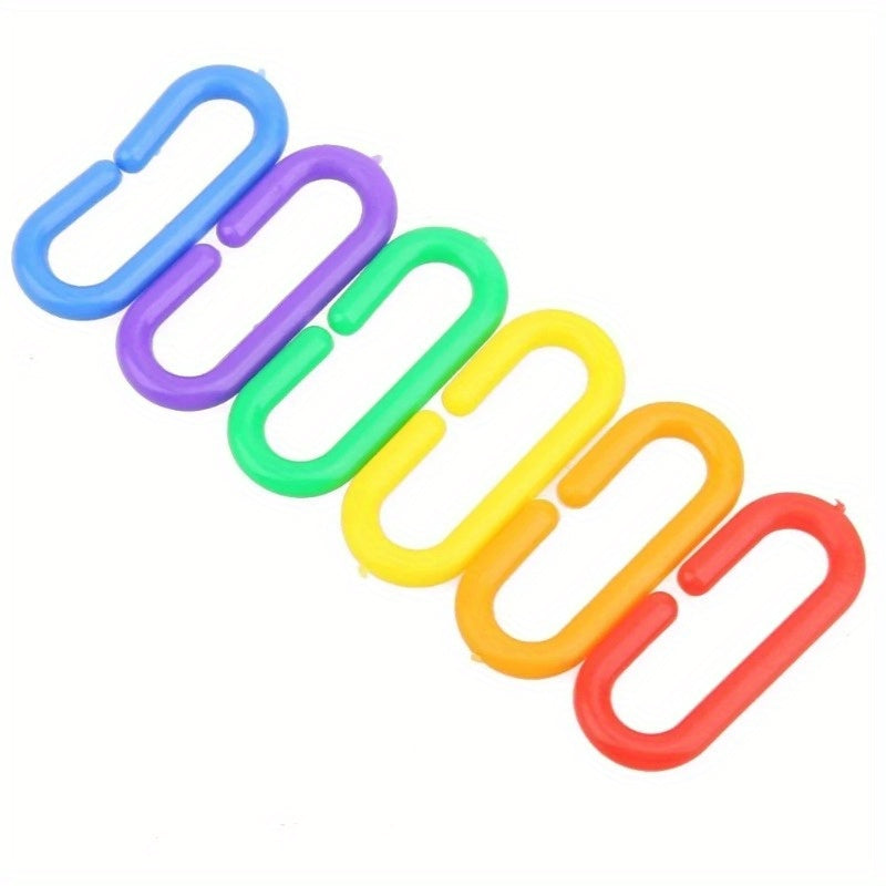 100pcs Colorful Parrot Chew Toys - Durable Plastic C-Shaped Chains, Safe & Entertaining for Birds, 0.59*1.37in Size, Perfect for Parrots, Bird Toys