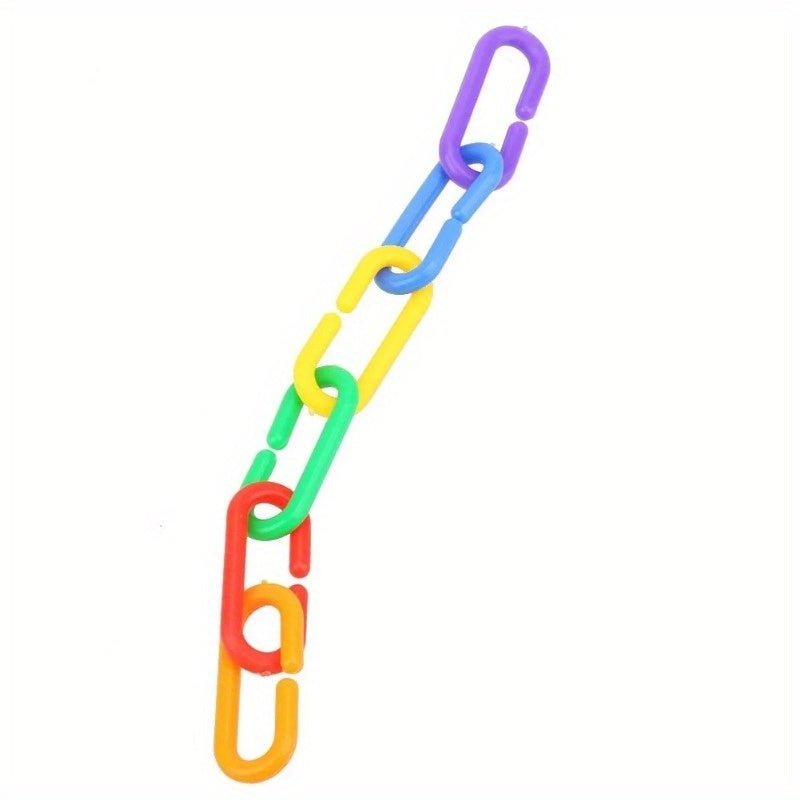 100pcs Colorful Parrot Chew Toys - Durable Plastic C-Shaped Chains, Safe & Entertaining for Birds, 0.59*1.37in Size, Perfect for Parrots, Bird Toys
