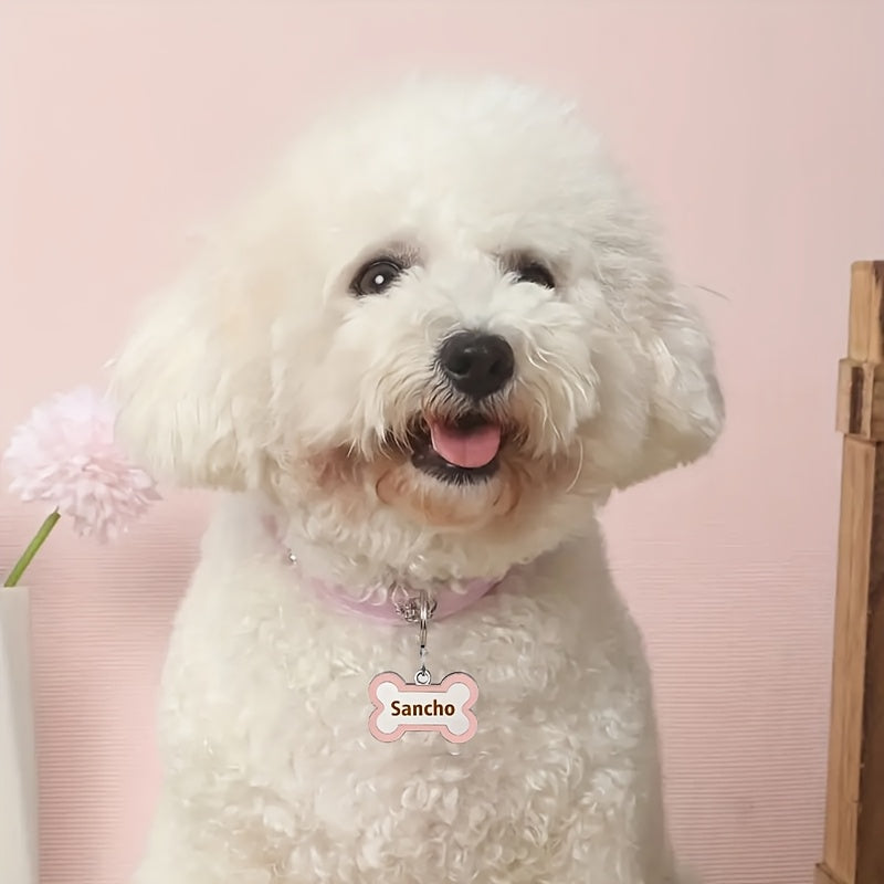 Personalized Cortical Dog Collar with Bone-shaped Dog Tag