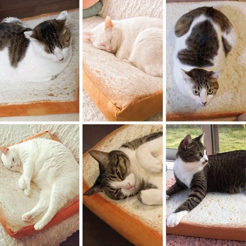 Creative Toast Design Pet Bed, Soft Cat Sleeping Mat For Indoor Cats