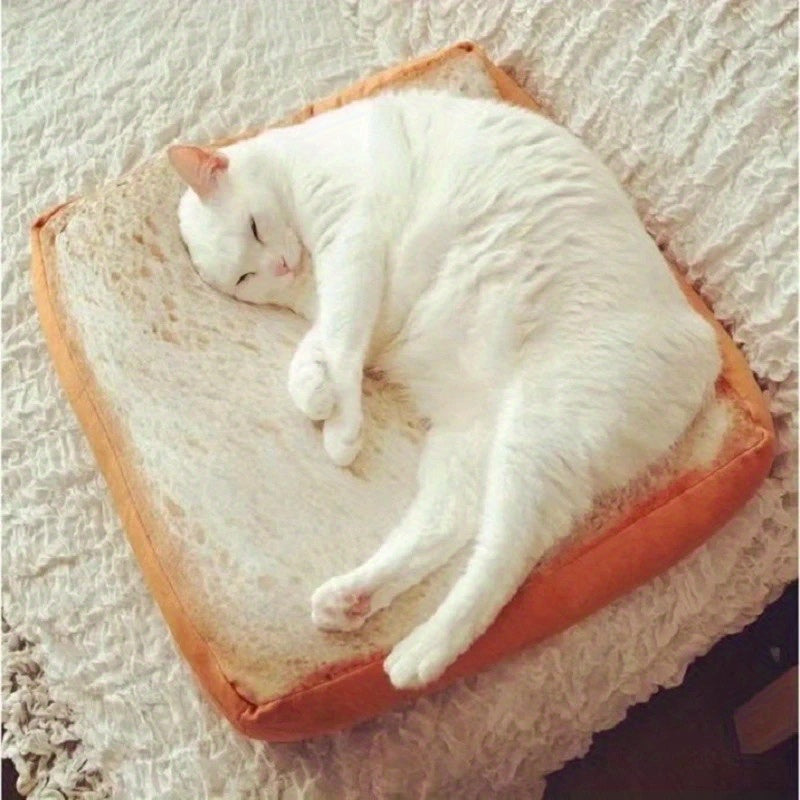 Creative Toast Design Pet Bed, Soft Cat Sleeping Mat For Indoor Cats