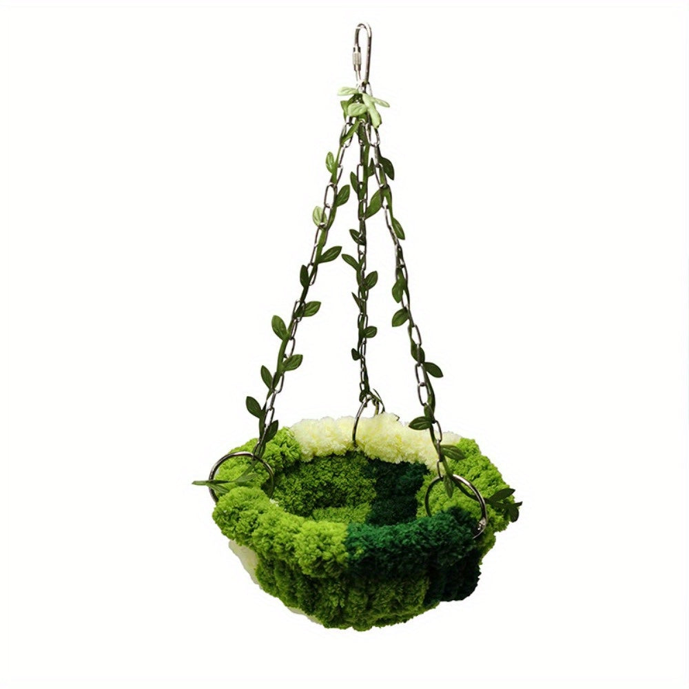 1pc Parrot Jungle Hammock Swing, Macaw Budgie Peony Play & Rest Bird Nest - Metal Toy Accessories For Aviary, Greenery Design With Soft Lining - For Small & Medium Birds - Suitable for Playtime & Rest - Perfect Gift for Bird