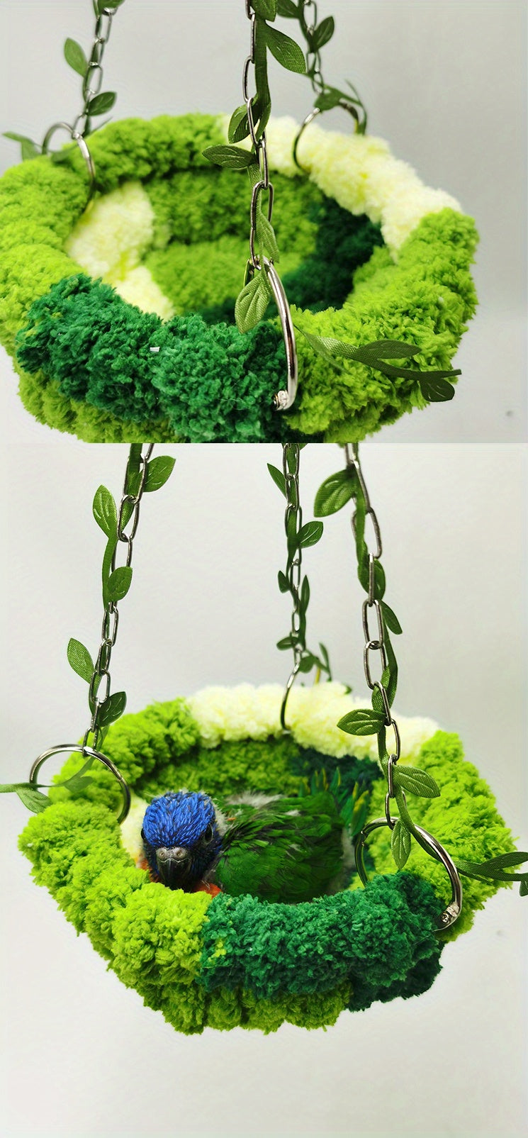 1pc Parrot Jungle Hammock Swing, Macaw Budgie Peony Play & Rest Bird Nest - Metal Toy Accessories For Aviary, Greenery Design With Soft Lining - For Small & Medium Birds - Suitable for Playtime & Rest - Perfect Gift for Bird