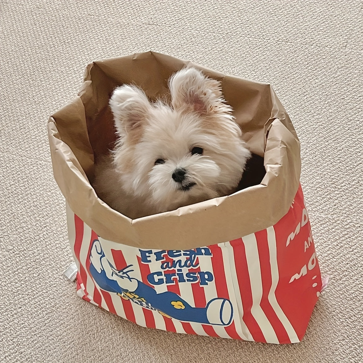Interactive Popcorn Bag Pet Toy for Cats and Dogs - Durable and Fun Stress-Relief Plaything, Non-Toxic Material, No Batteries Required