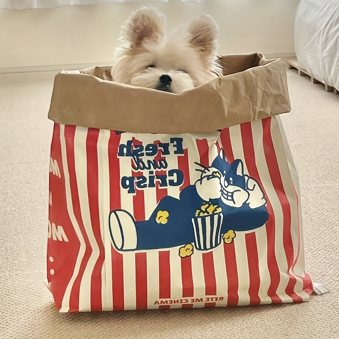 Interactive Popcorn Bag Pet Toy for Cats and Dogs - Durable and Fun Stress-Relief Plaything, Non-Toxic Material, No Batteries Required