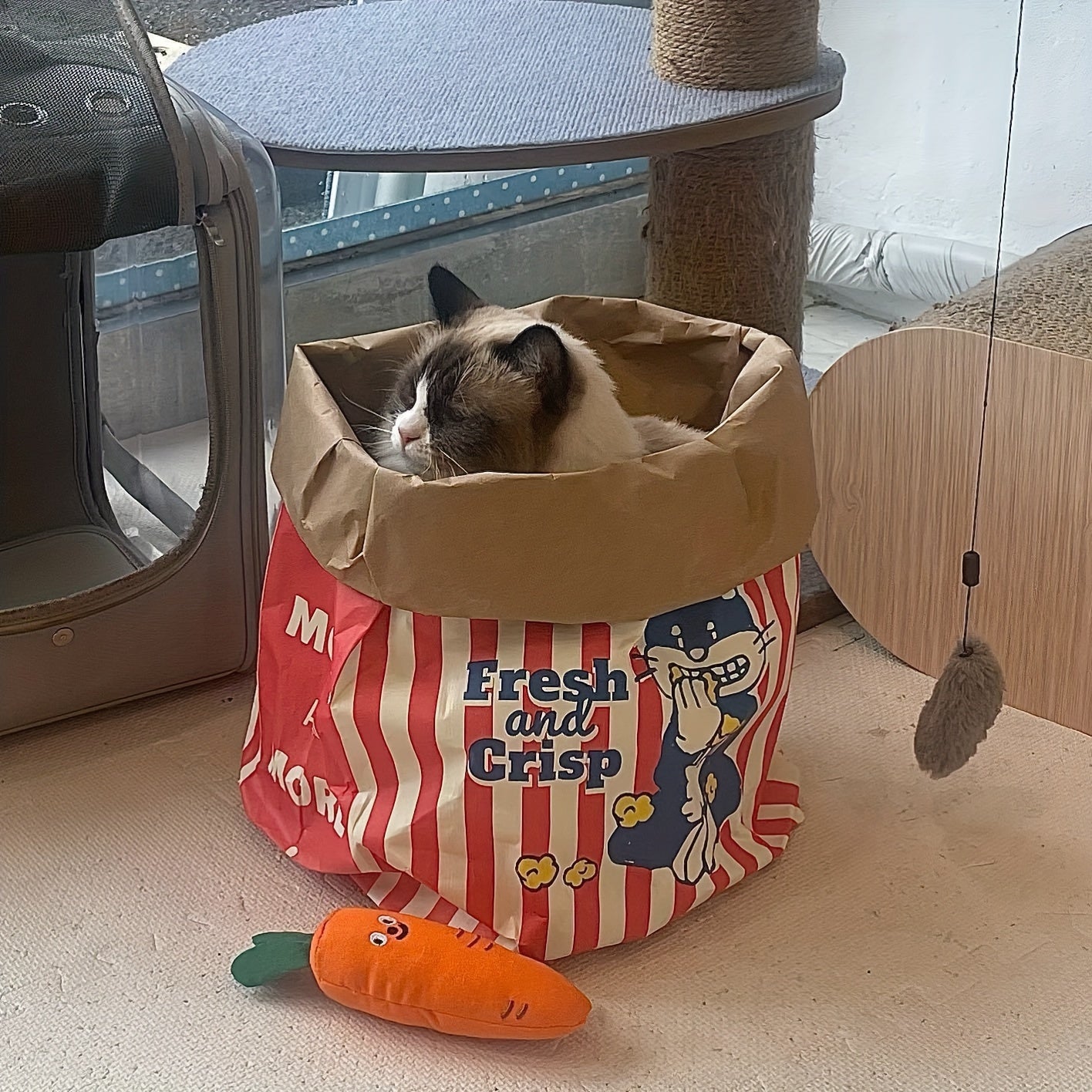 Interactive Popcorn Bag Pet Toy for Cats and Dogs - Durable and Fun Stress-Relief Plaything, Non-Toxic Material, No Batteries Required