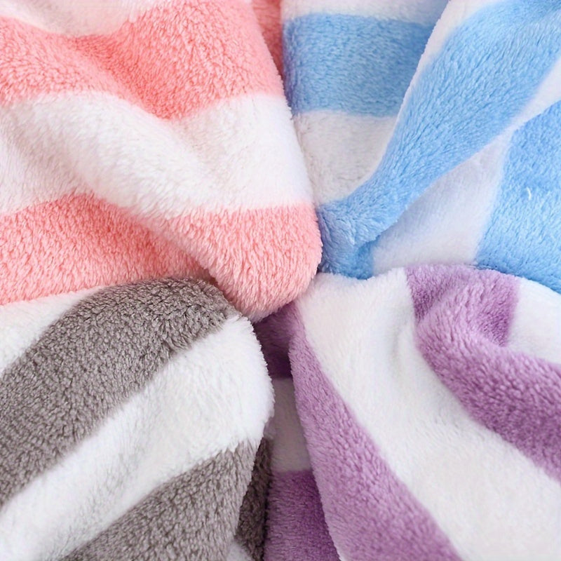 Ultra-Soft Coral Velvet Pet Towel - Striped, Absorbent Bath & Grooming Cloth For Dogs And Cats Dog Bath Accessories Pet Grooming Hammock