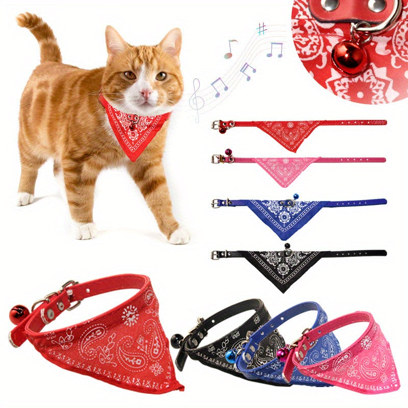 Fashionable Slip Martingale Pet Collar - Adjustable Cotton with Striped Bandana - Safe, Comfortable & Durable for Dogs & Cats (Multiple Colors)
