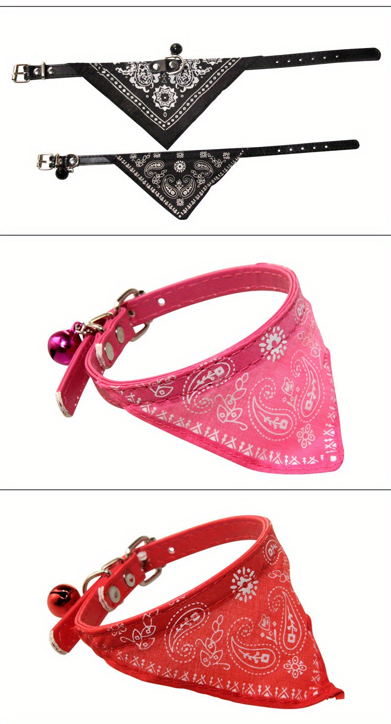 Fashionable Slip Martingale Pet Collar - Adjustable Cotton with Striped Bandana - Safe, Comfortable & Durable for Dogs & Cats (Multiple Colors)