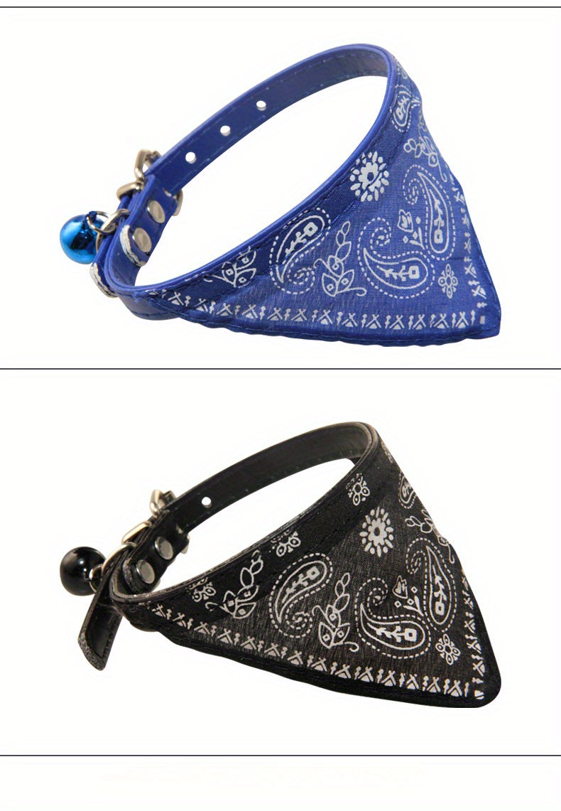Fashionable Slip Martingale Pet Collar - Adjustable Cotton with Striped Bandana - Safe, Comfortable & Durable for Dogs & Cats (Multiple Colors)