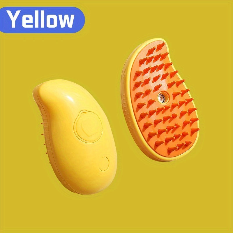3-in-1 Pet Grooming Brush with Steam Spray for Cats & Dogs - Hair Removal, Massage, Beauty Comb, Silicone Bristles, Plastic, USB/Battery Powered, 36V and Below