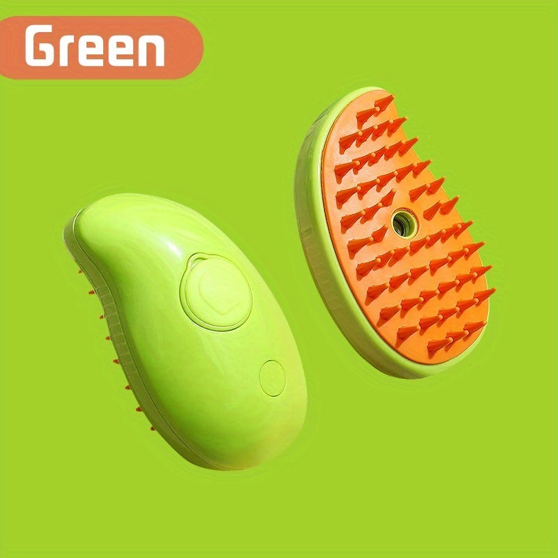 3-in-1 Pet Grooming Brush with Steam Spray for Cats & Dogs - Hair Removal, Massage, Beauty Comb, Silicone Bristles, Plastic, USB/Battery Powered, 36V and Below